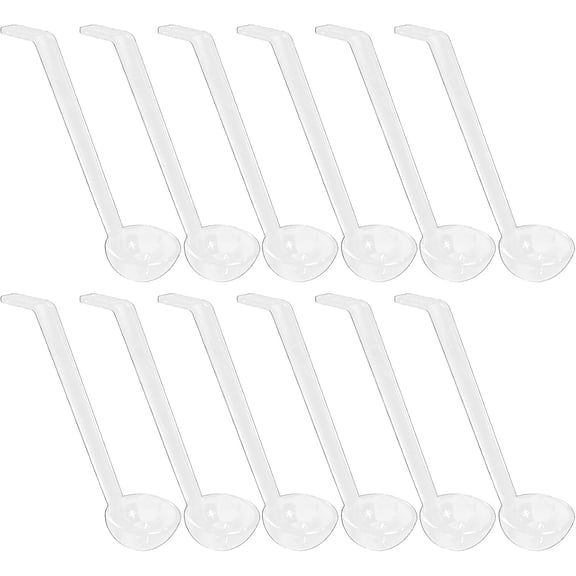 12 Pack 1 Oz Clear Plastic Mini Ladles 7.87 Inches, Small Ladles with Long Handles for Serving Sauce, Soup, Gravy, Cocktail or Dressing, Portion Control Ladle for Parties, Buffet and Catering Events