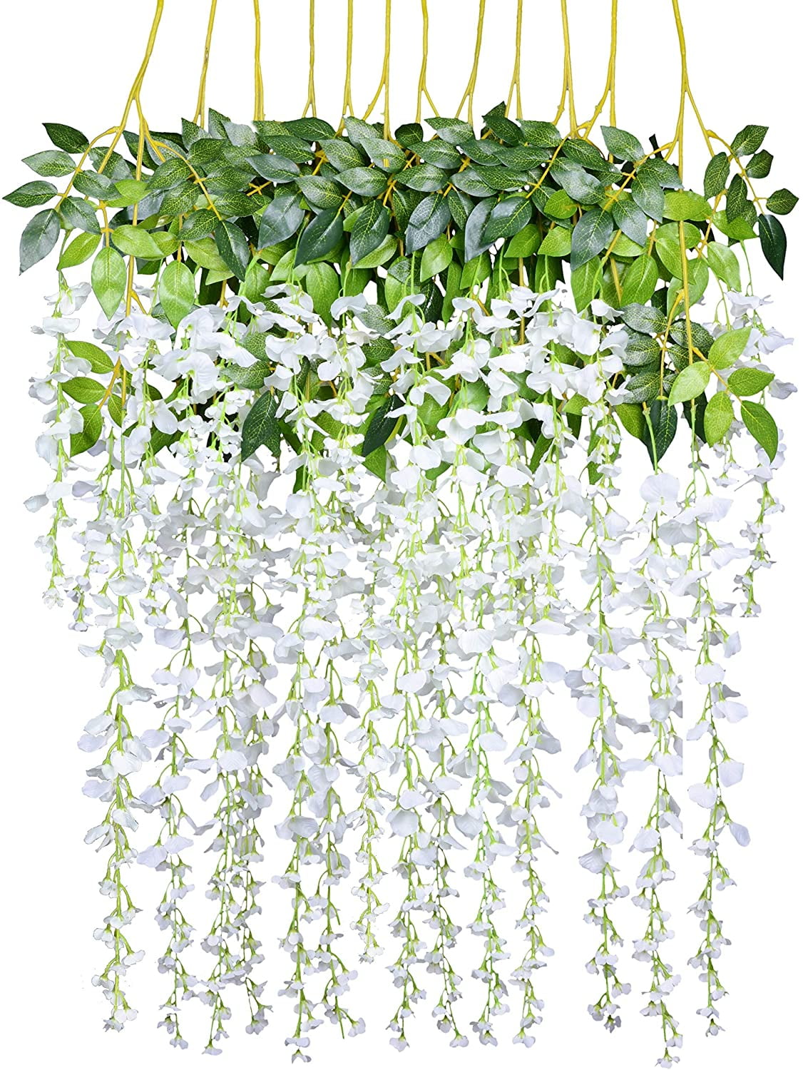 12 Pack 1 Piece 3.6 Feet Artificial Fake Wisteria Vine Ratta Hanging ...