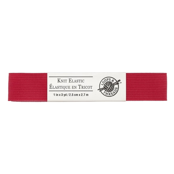 Loops & Threads 1" Red Knit Elastic, 12 Pack