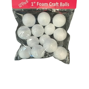 12 Pack 1 inch Foam Craft Balls for School & Craft Projects – High-Quality Styrofoam – Choking Hazard, Not for Children Under 3, Poly Bag Packaging, White