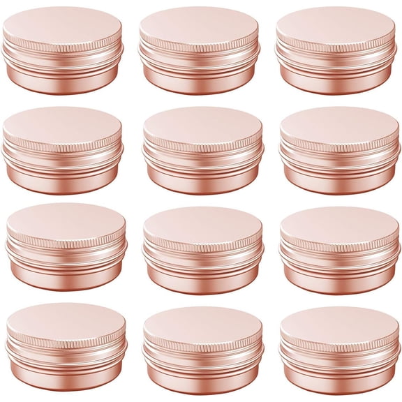 12 Pack 1 oz Aluminum Tin Jars with Screw Cap Round Refillable Containers for Lip Balm Salves Candles Cosmetics Creams DIY Makeup Storage