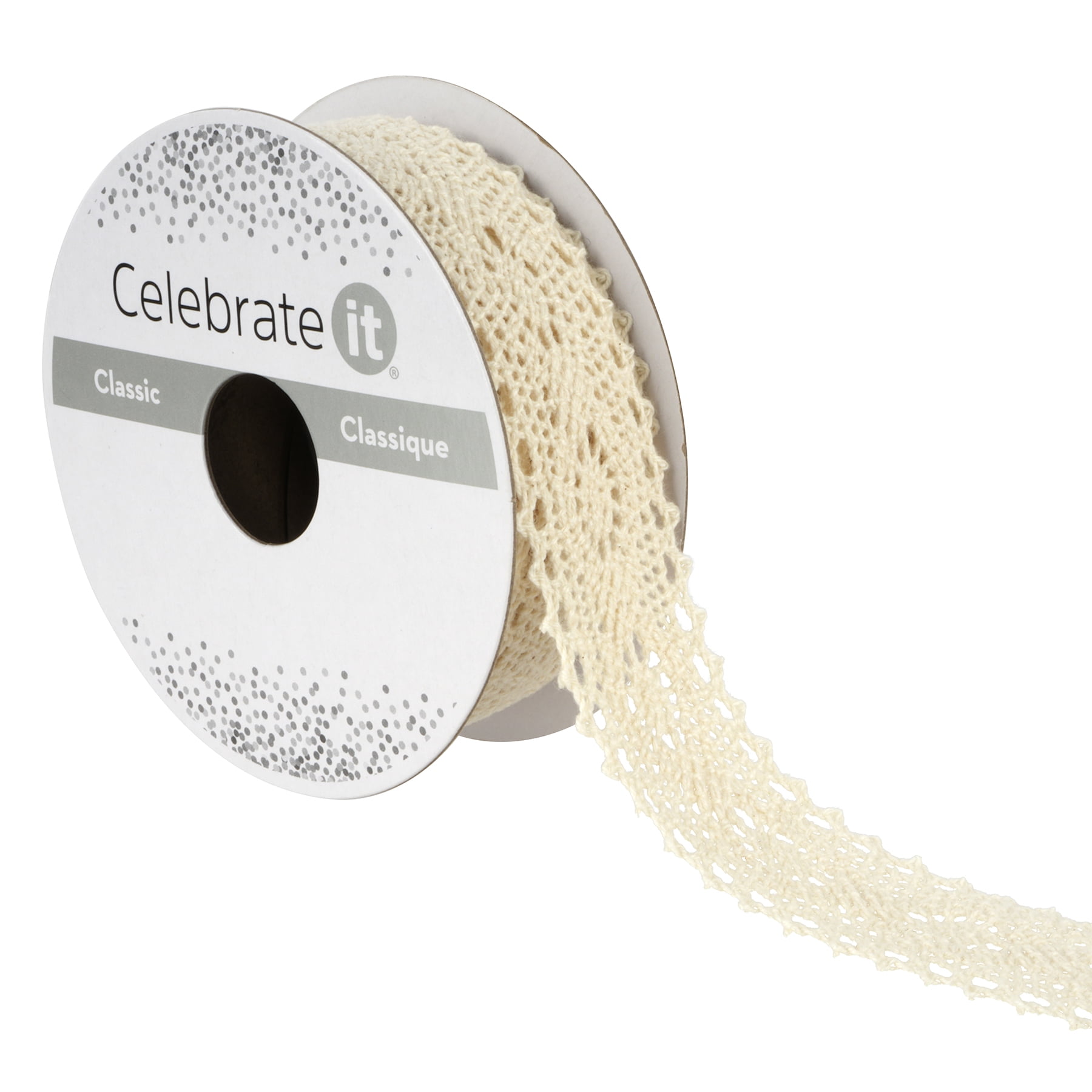 12 Pack: 1" x 2yd. Lace Trim Ribbon by Celebrate It