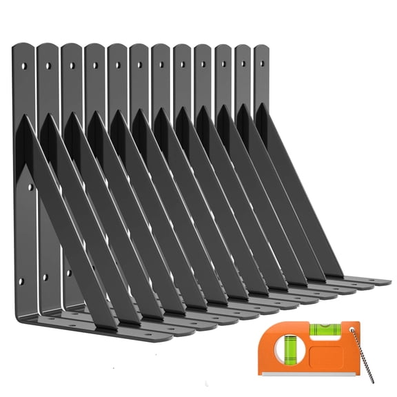 12 Pack 10 Inch x 8 Inch Heavy Duty Triangle Wall Shelf Brackets