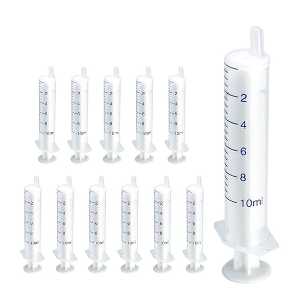 12 Pack 10 ml Plastic Syringe, luer Slip Syringe, Used in Scientific Laboratories, Liquid refilling, DIY Crafts, Scientific Labs by