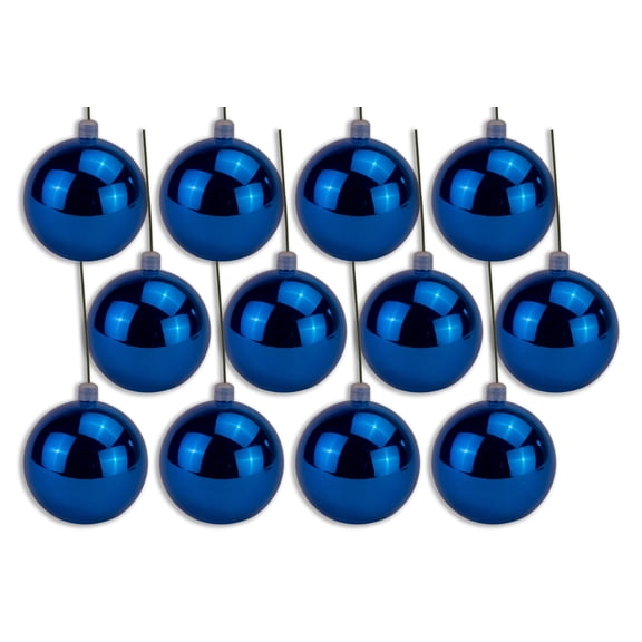 12 Pack 100mm 4" Shiny Blue Ball Ornament with Wire and UV Coating