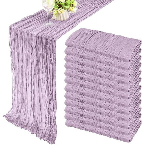 12 Pack 10Ft Cheesecloth Table Runner 35x120 Inch Boho Gauze Table Runner Cheese Cloth Long Romantic Table Runners for Wedding Bridal Shower Birthday Party Table Decor (Dusty Sage Green)