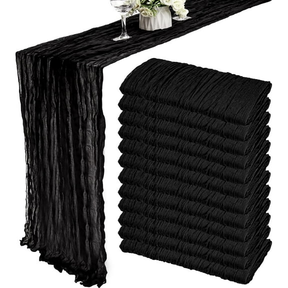 12 Pack 10Ft Cheesecloth Table Runner 35x120 Inch Boho Gauze Table Runner Cheese Cloth Long Table Runner Romantic Table Runner for Wedding Bridal Shower Birthday Party Table Decor