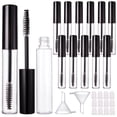 thumbnail image 1 of 12 Pack 10ml Empty Mascara Tube with Brush Wand, Refillable Eyelash Cream Container DIY Cosmetics Bottle for Castor Oil/Eyebrow Growth Serum/Coconut Oil, 12 Rubber Inserts, 2 Funnel, Black, 1 of 5