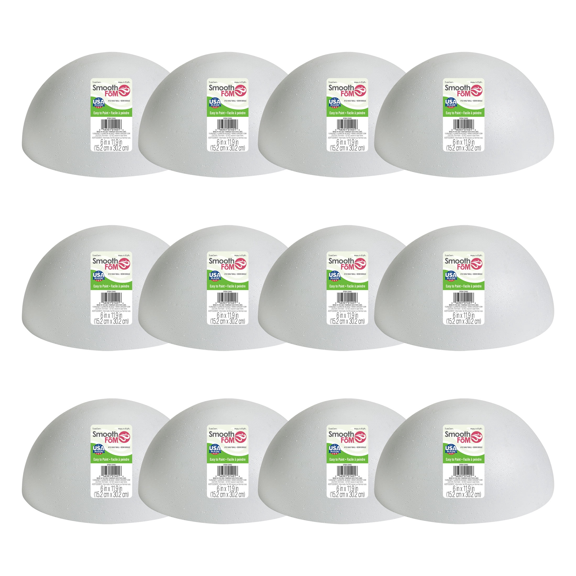 FloraCraft SmoothFōM 11.9" Hollow Foam Half Ball, 12 Pack