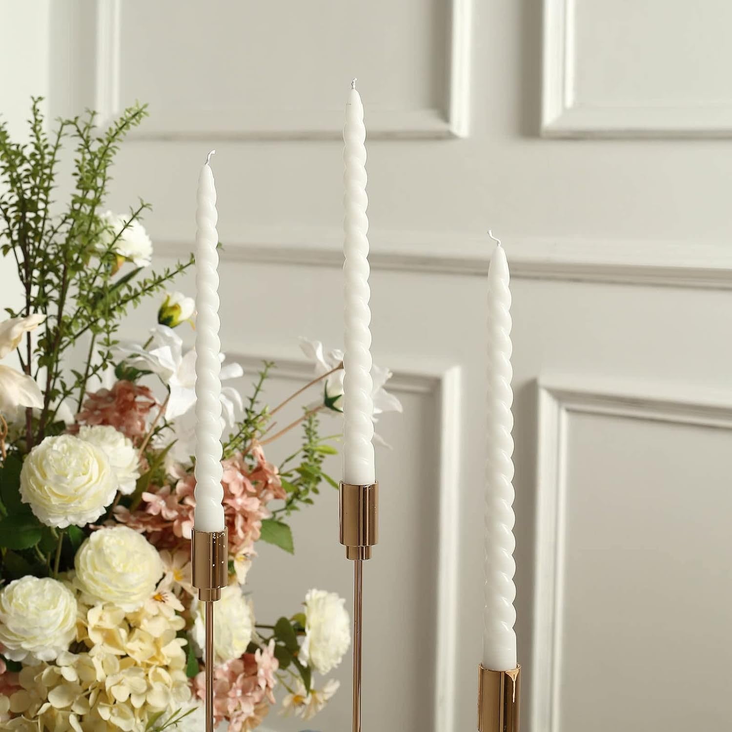 12 Pack | 11" White Premium Spiral Long Burn Wick Taper Candles, Tall ...