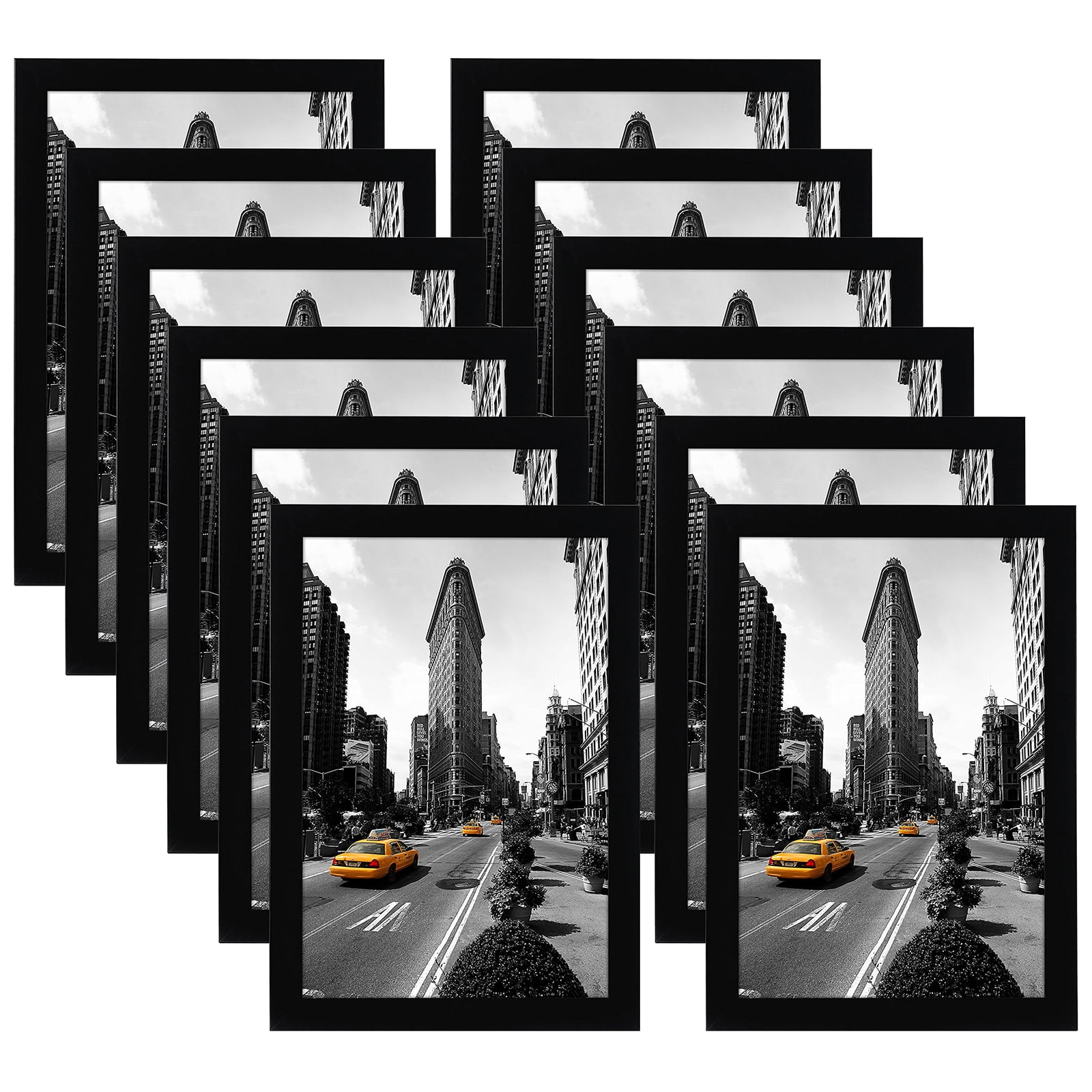 Americanflat 11x17 Picture Frame with Glass 12 Pack legal sized paper mounting material included elegant black