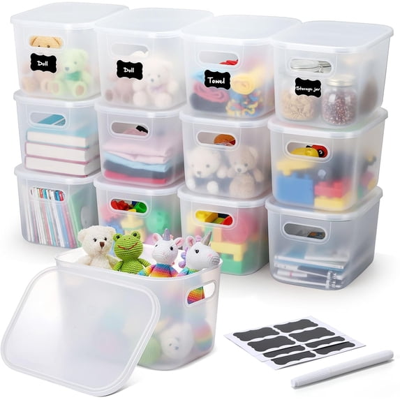 12 Pack 12 Pack 7 Quarts Plastic Storage Bins Stackable Baskets with ...