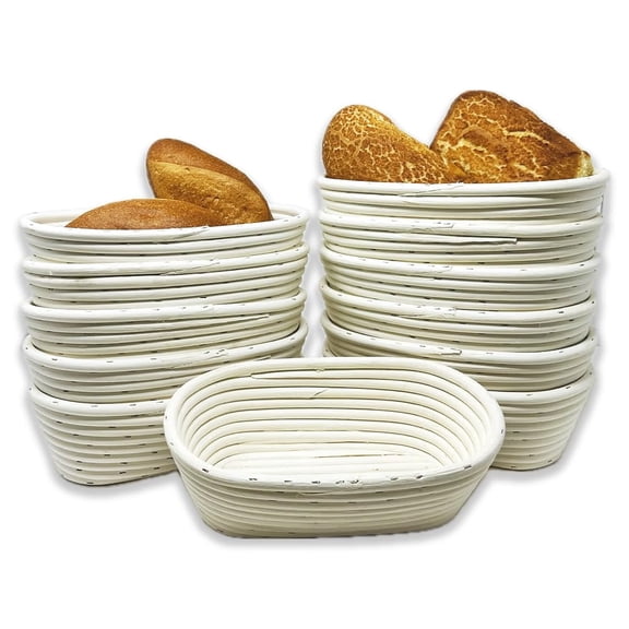 12 Pack 12" Wide Oblong Banneton Proofing Baskets – Premium Artisan Rattan Bread Proofing Basket Set for Sourdough, Baguettes & Dough Rising – Bulk Supply for Home & Bakery