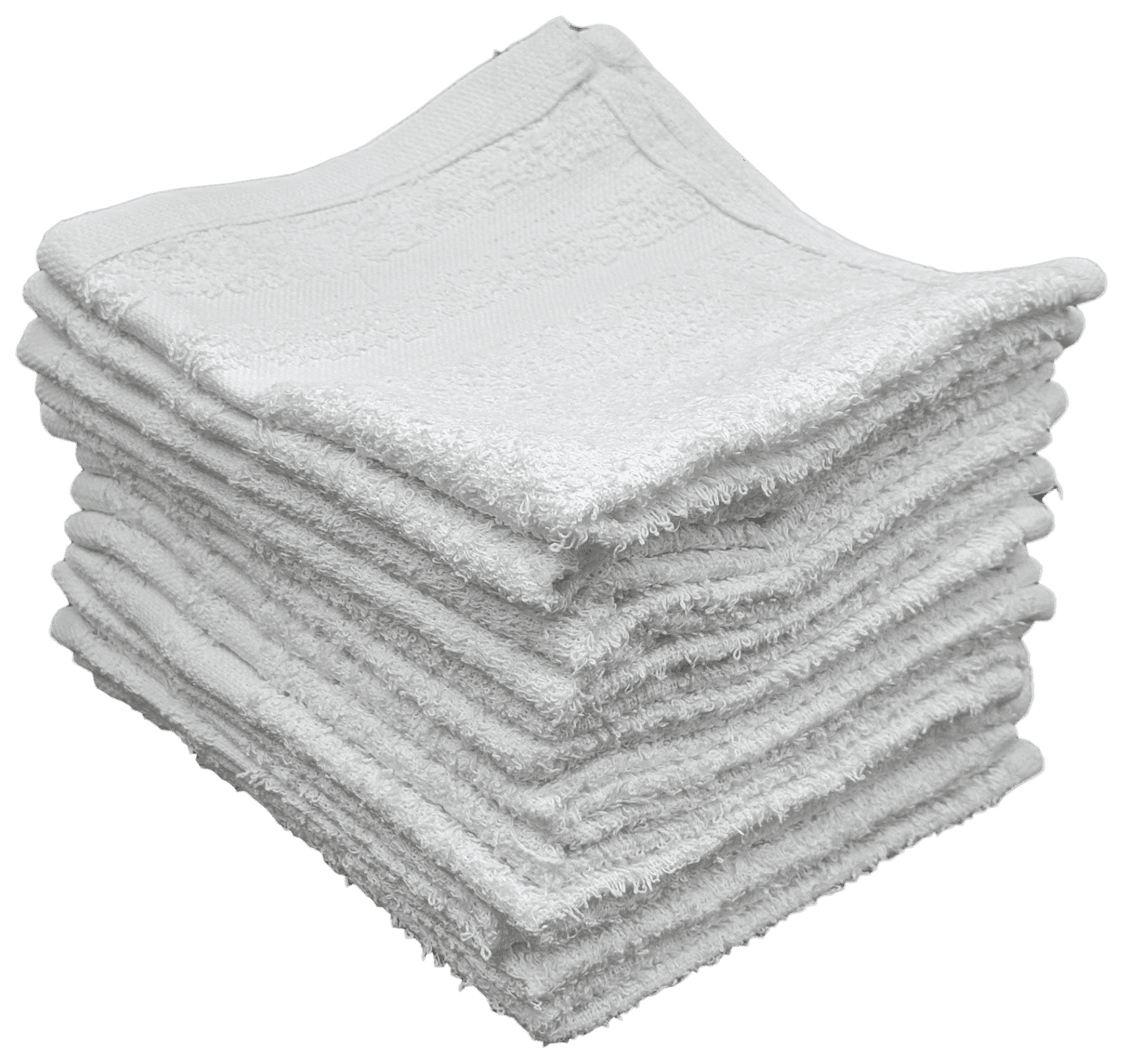12 Pack - 12 x 12 White Cotton Ribbon Washcloths Rags - Lt Weight Thin ...
