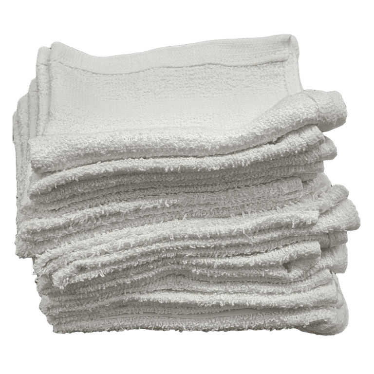 12 Pack - 12 x 12 White Cotton Value Washcloth Rags | Spa Painting Cleaning  Face - 1 LB Per Dozen