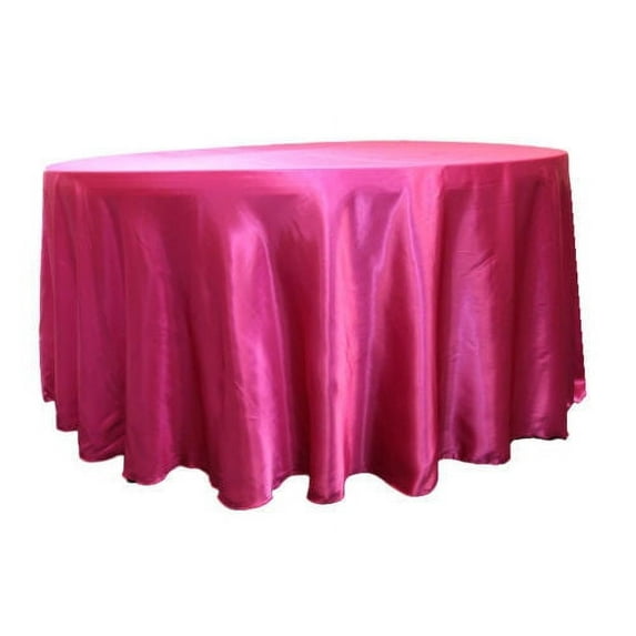 12 Pack 120" Inch round Satin Tablecloth 21 COLORS Table Cover Wedding Banquet", (Color: hot pink)