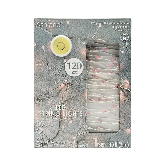 12 Pack: 120ct. Pink LED String Lights Garland by Ashland