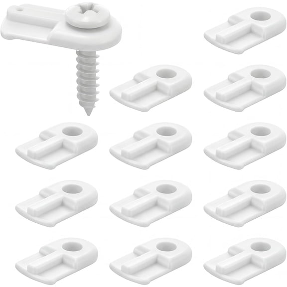 12 Pack 13/16 x 1/2 Inches Flush Nylon Window Screen Clip with Screws Offset Clips for Fastens Storm Window, Storm Panels, Screen Door Clip (White)