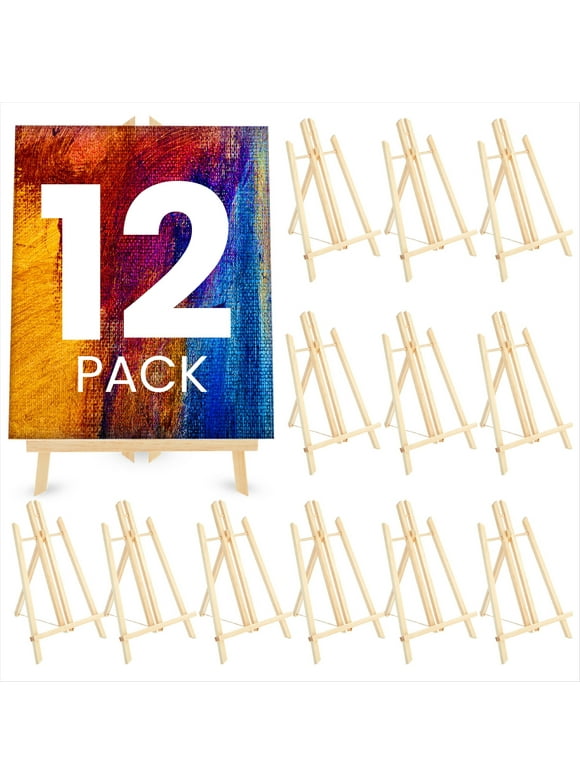 12 Pack 13.8-inch Table Top Easels for Painting and Canvas - Wooden Holder Stand for Kids Student and Artists