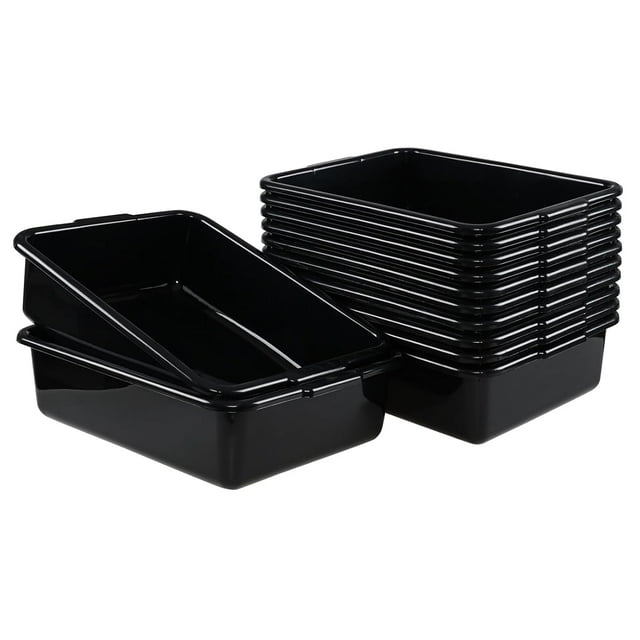 12-Pack 13 L Plastic Commercial Bus Tub, Black Bus Box
