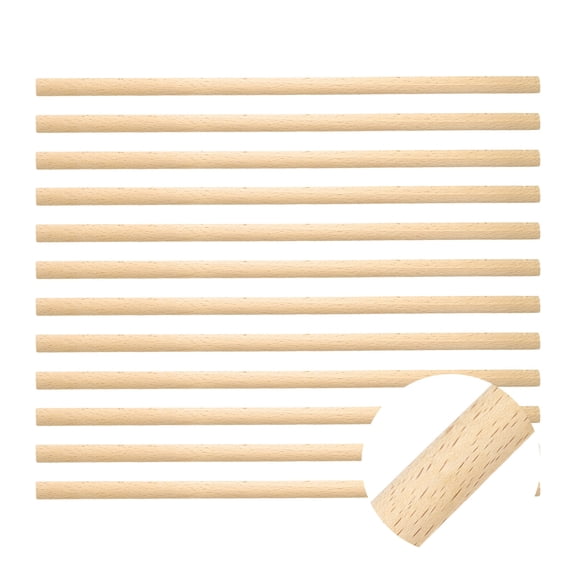 12 Pack 15.75" Decorative Wood Trim, Unfinished 3D Wooden Furniture Molding Trim for DIY Craft, Home Wall Cabinet Shelf Window Door (Half-Round, 15mm)