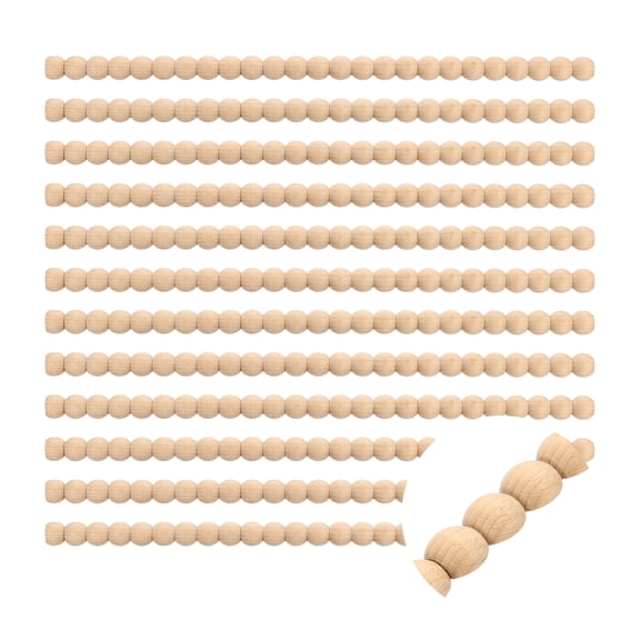 12 Pack 15.75" Decorative Wood Trim, Unfinished 3D Wooden Furniture Molding Trim for DIY Craft, Home Wall Cabinet Shelf Window Door (Half-Round Pearl, 18mm)