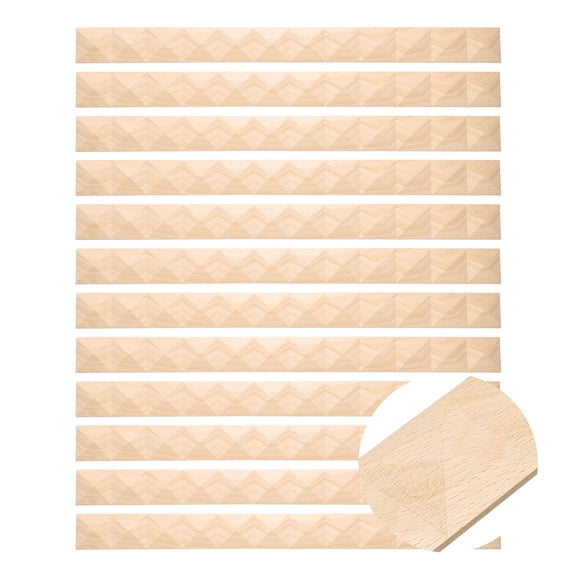 12 Pack 15.75" Decorative Wood Trim, Unfinished 3D Wooden Furniture Molding Trim for DIY Craft, Home Wall Cabinet Shelf Window Door (Pyramid-Shaped, 35mm)