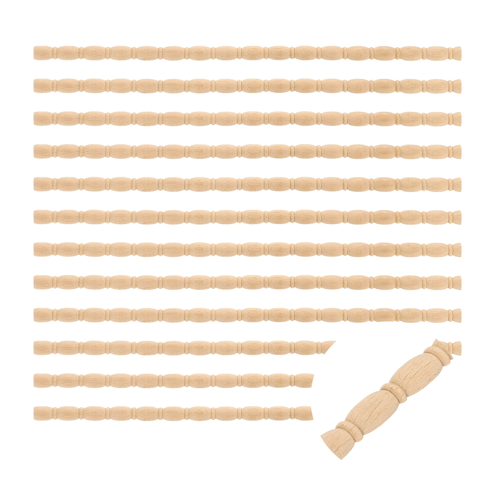 Penitue 12-Pack Decorative Wood Trim – 15.74" Unfinished Beaded Molding, 3D Scalloped Ornamental Line – DIY For Wall, Cabinet, Shelf, Window & Door – Style 2