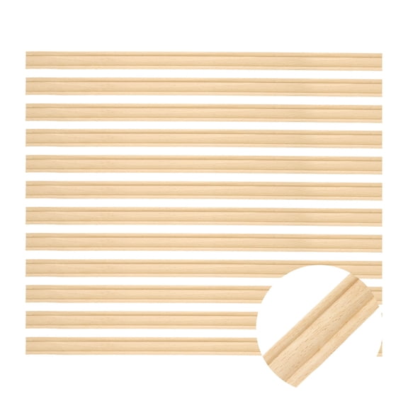 12 Pack 15.75" Decorative Wood Trim, Unfinished 3D Wooden Furniture Molding Trim for DIY Craft, Home Wall Cabinet Shelf Window Door (Triangle, 15mm)