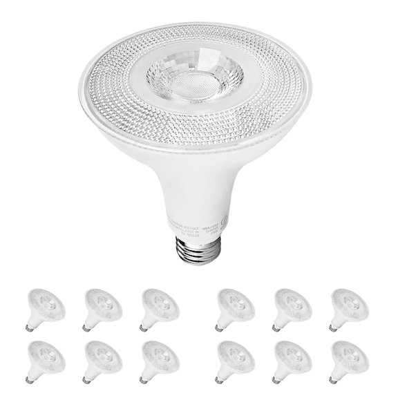 12 Pack 15W PAR38 Dimmable LED Spotlight Bulb, 120W Eqv., 1250lm, UL & Energy Star Listed, 3000K Warm White, E26 Standard Base, for 6 Inch Recessed Can Trim