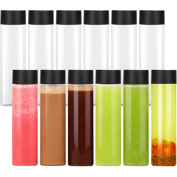 12 Pack 16 Oz Round Plastic Bottles with Caps ,Juice Containers With For Smoothie Bottle, Juice Bottles with , Juicing Milk and Other Beverages,Suitable for weddings, birthday parties, etc