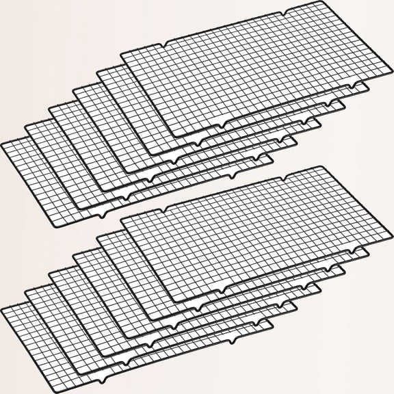 12 Pack 16 x 9.8 Inches Nonstick Cooling Racks for Baking, Grid Wire Cookie Cooking Racks Oven Safe Carbon Steel Baking Rack Sheet Rack for Cookie Cake Grilling Drying Roasting (Black)