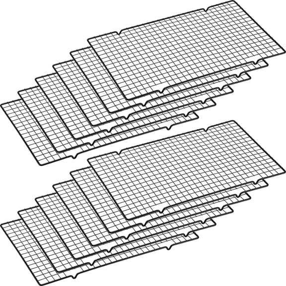 12 Pack 16 x 9.8 Inches Nonstick Cooling Racks for Baking, Grid Wire Cookie Cooking Racks Oven Safe Carbon Steel Baking Rack Sheet Rack for Cookie Cake Grilling Drying Roasting (Black)