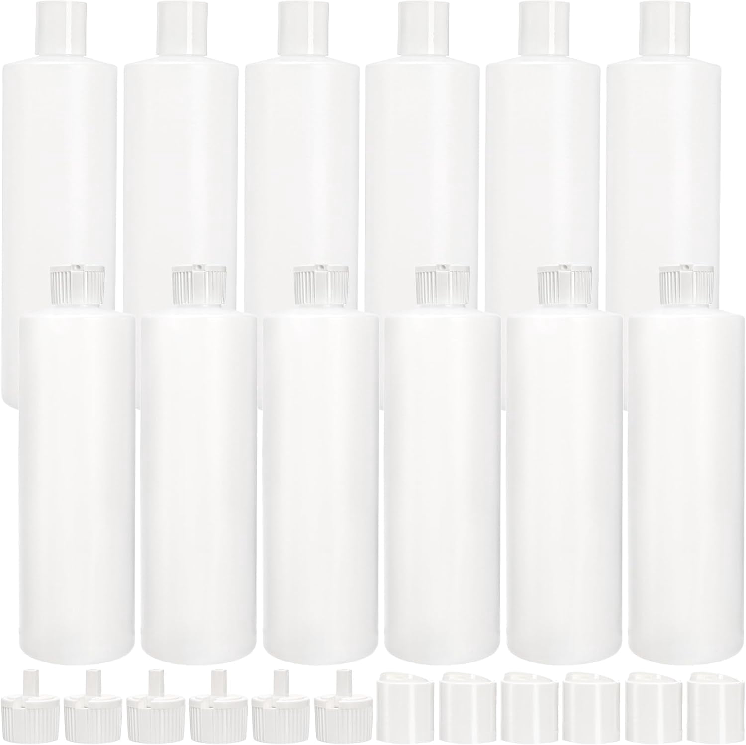 12 Pack 16oz Plastic Squeeze Bottle with 24 Caps in 2 Styles ...