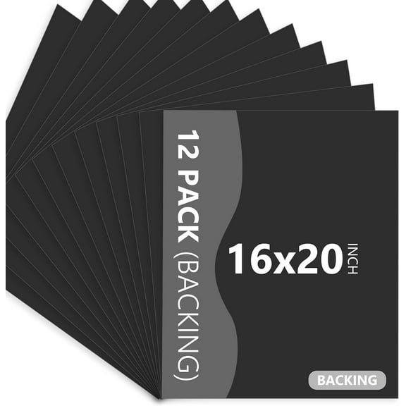12-Pack 16x20 Black Backing Boards, Acid-Free Matboards for Photos, Pictures, Prints, Frames and Artwork
