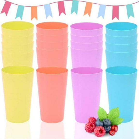 12 Pack 17.5oz Plastic Kids Cups, Artrylin Unbreakable Juice Tumblers,Toddler Drinking Cup in 4 Assorted Colors for Parties, School, BBQ, Cafe, Restaurant, Children, Adults