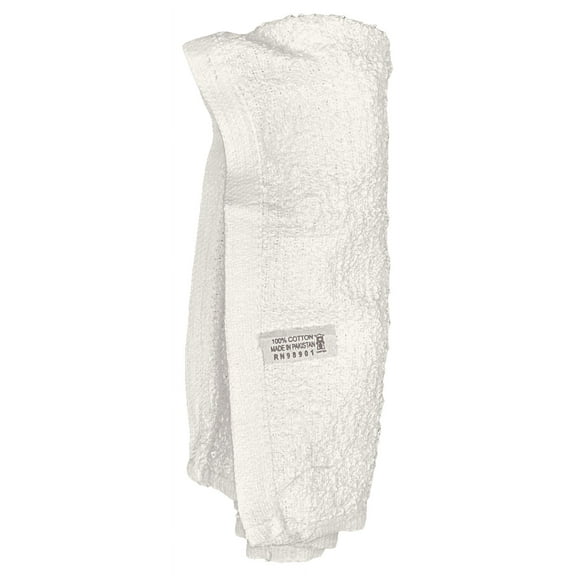 12 Pack 17 x 20 White 100% Cotton Bar Mop Rags - 24 OZ Weight Per Dozen