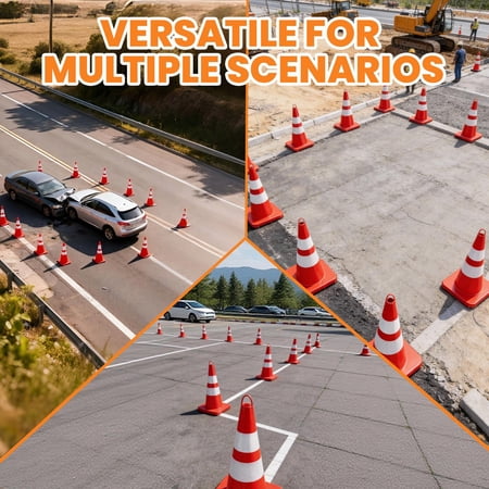 12 Pack 18" Traffic Cones, Stackable Portable Parking Cones, Weather Resistant Warning Road Cones for Event Security Temporary Road Closure