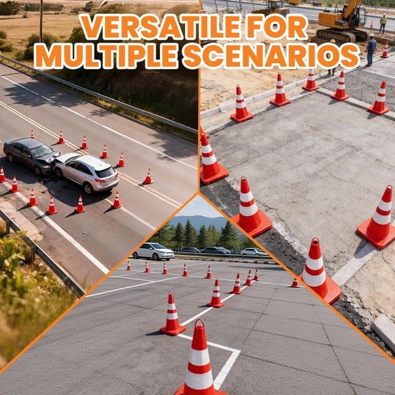 12 Pack 18" Traffic Cones, Stackable Portable Parking Cones, Weather Resistant Warning Road Cones for Event Security Temporary Road Closure