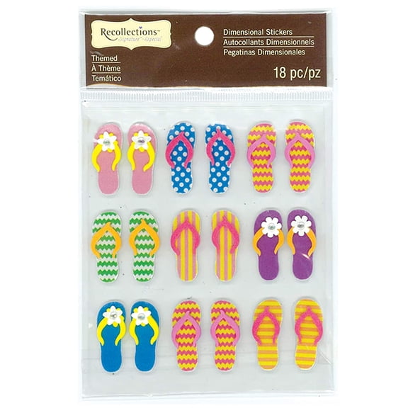 Recollections 18 ct. (216 total) Flip Flop Dimensional Stickers Signature, 12 Pack