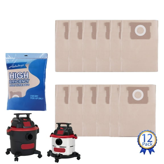 12 Pack 19-3100 High-Efficiency Disposable Filter Bag, Compatible with Hyper Tough 5 Gallon Wet/Dry Vacuum