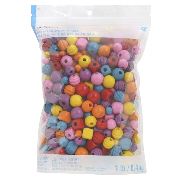 12 Pack: 1lb. Multicolor Shaped Wood Beads by Creatology