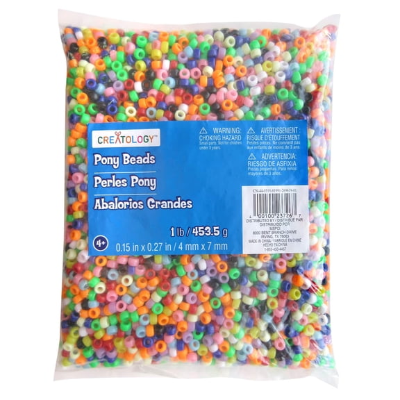 12 Pack: 1lb. Opaque Pony Beads by Creatology - 4mm x 7mm