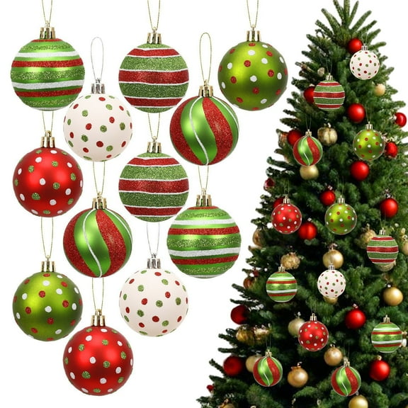12-Pack 2.36" Matte Christmas Balls, Shatterproof Plastic Ornaments - Assorted Classic Colors, Pre-Hung for Xmas Tree/Wreath/Garland, Holiday Home Decorations