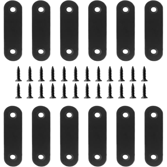 12 Pack 2.4 x 0.6 Inch Matte Black Stainless Steel Straight Brace Mending Plate for Professional Daily Home Use
