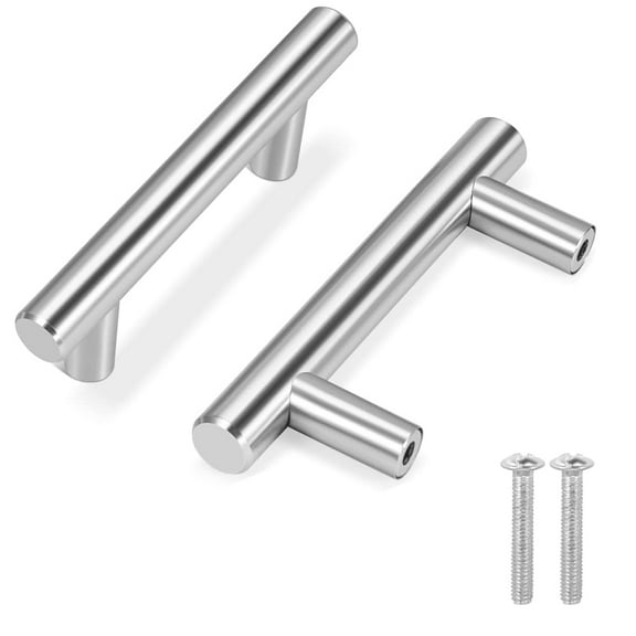 12 Pack 2.5 Inch / 64mm Hole Center Cabinet Handles, Btowin VCF Stainless Steel Drawer Pulls Brushed Nickel Kitchen Cupboard Handles Metal Drawer Handles for Wardrobe Bathroom Kitchen Door