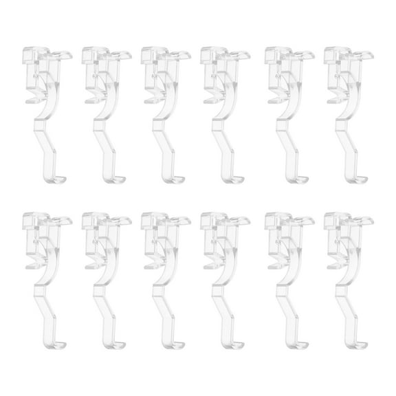 12pcs Valance Clips, 2.5in Arc-Shaped Clear Plastic Valance Hidden Retainer Holder Installation Bracket for Horizontal Wood and Faux Wood Blinds