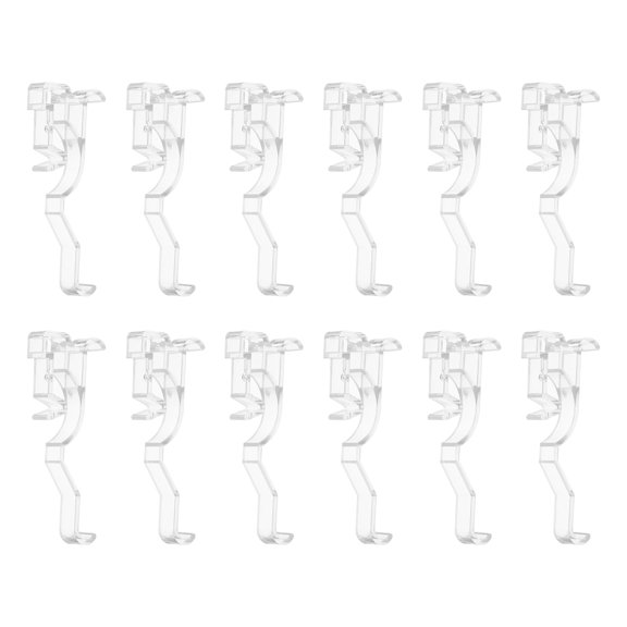 12pcs Valance Clips, 2.5in Arc-Shaped Clear Plastic Valance Hidden Retainer Holder Installation Bracket for Horizontal Wood and Faux Wood Blinds
