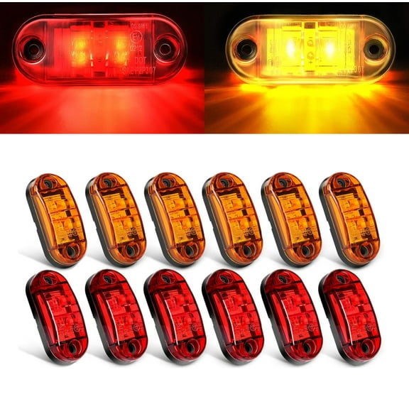 12 Pack 2.5 Inch LED Trailer RV Marker Lights Dual Diode Waterproof Side Clearance Lamps for Truck Camper Boat, Surface Mount Running Signal Accessories
