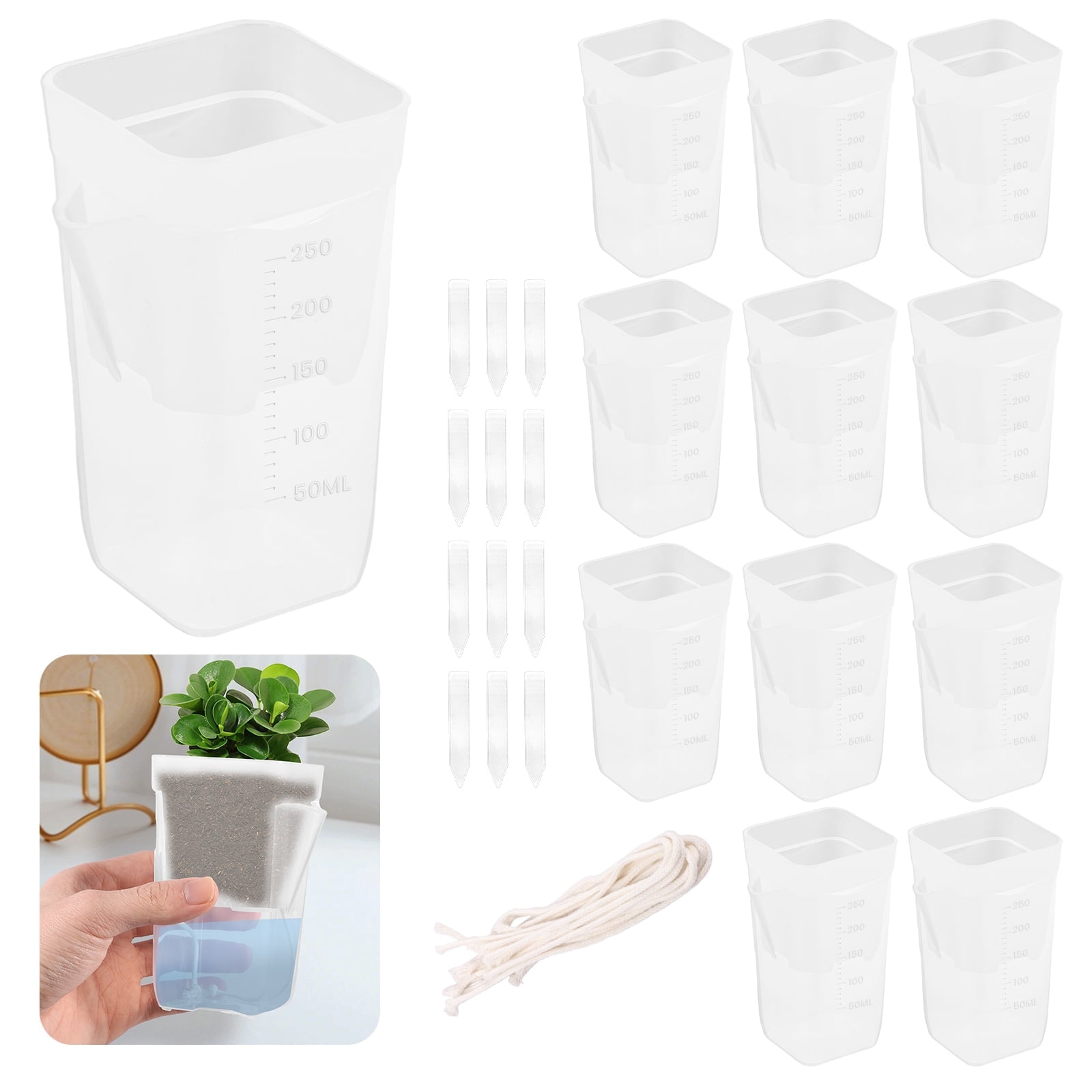 12 Pack 2.5 Inch Self Watering Pots with Transparent Reservoir, Clear ...